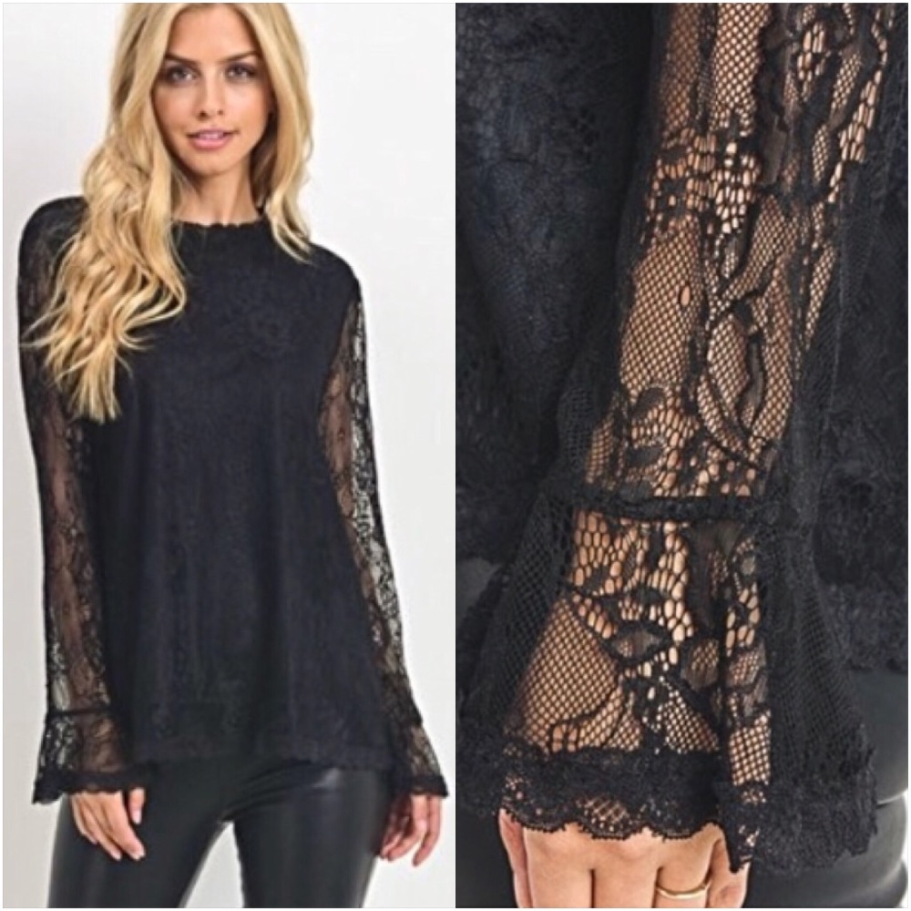 Timeless Date Night Lace Trumpet Sleeve Top SM - Picture 7 of 7